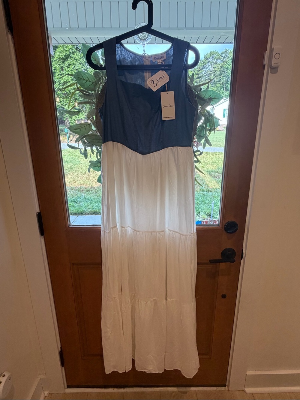 NWT Draped Two-Tone Maxi Dress - Blue & White by Dress Day